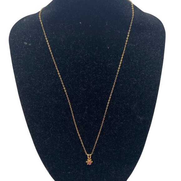 Jewelry - Vintage 14k Gold Filled Ruby Pendant Necklace 15" Stone GLOWS Delicate Layering